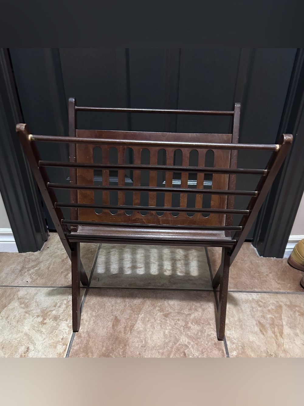 Vintage Wooden Folding Magazine Rack Newspaper Holder MCM Retro